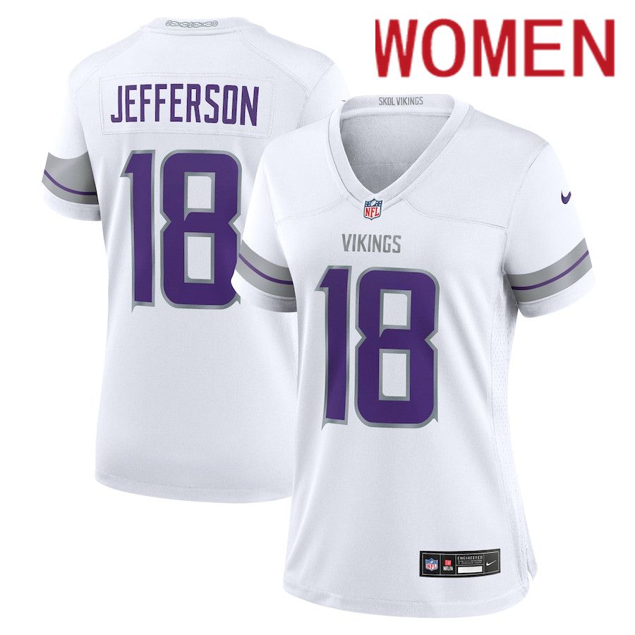 Women Minnesota Vikings #18 Justin Jefferson Nike White Alternate Game Player NFL Jersey->oakland raiders->NFL Jersey